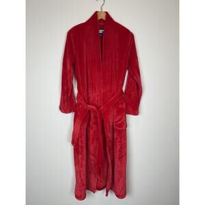 Lands End Robe Red Fleece Belted Pockets Women’s Sz XS 2-4